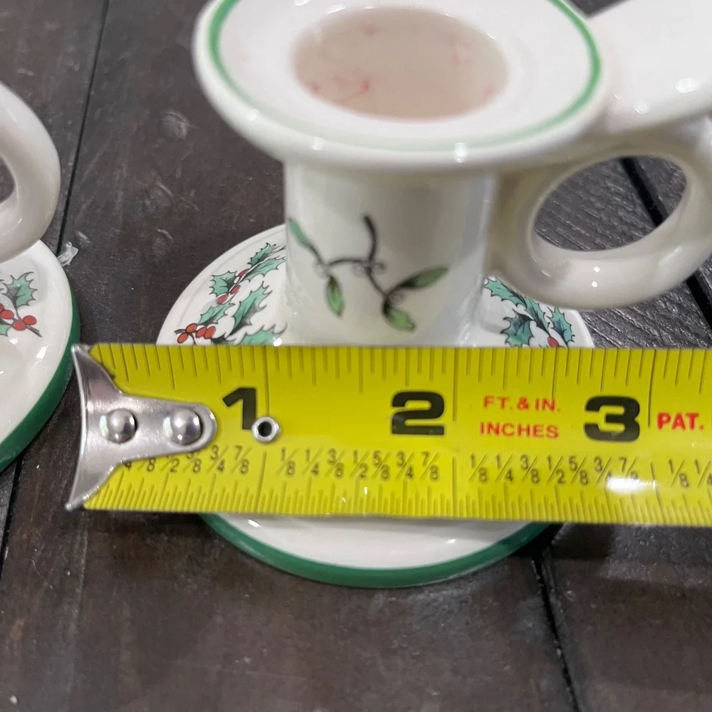 Spode Christmas‎ Tree Chamberstick Candle Holders Set of 2 Holly Berry England